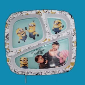 Zak Designs Minions 3section kids plate, featuring characters from Despicable Me